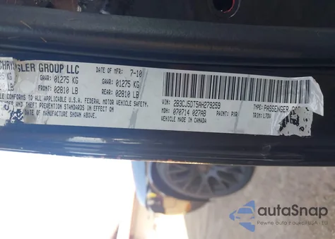 2010 Dodge Challenger R/T из США, поврежденный, VIN 2B3CJ5DT5AH279259